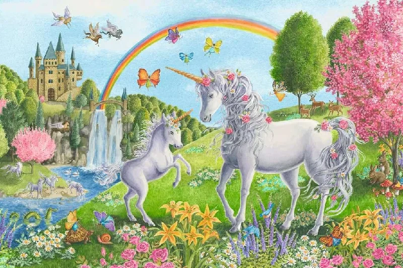 Beach - themed puzzles with palm trees and waves​ Prancing Unicorns
