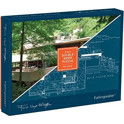 Escape - room - style puzzles for home challenges​ Puzzle 500 pc 2 Sided Frank Lloyd Wright Fallingwater