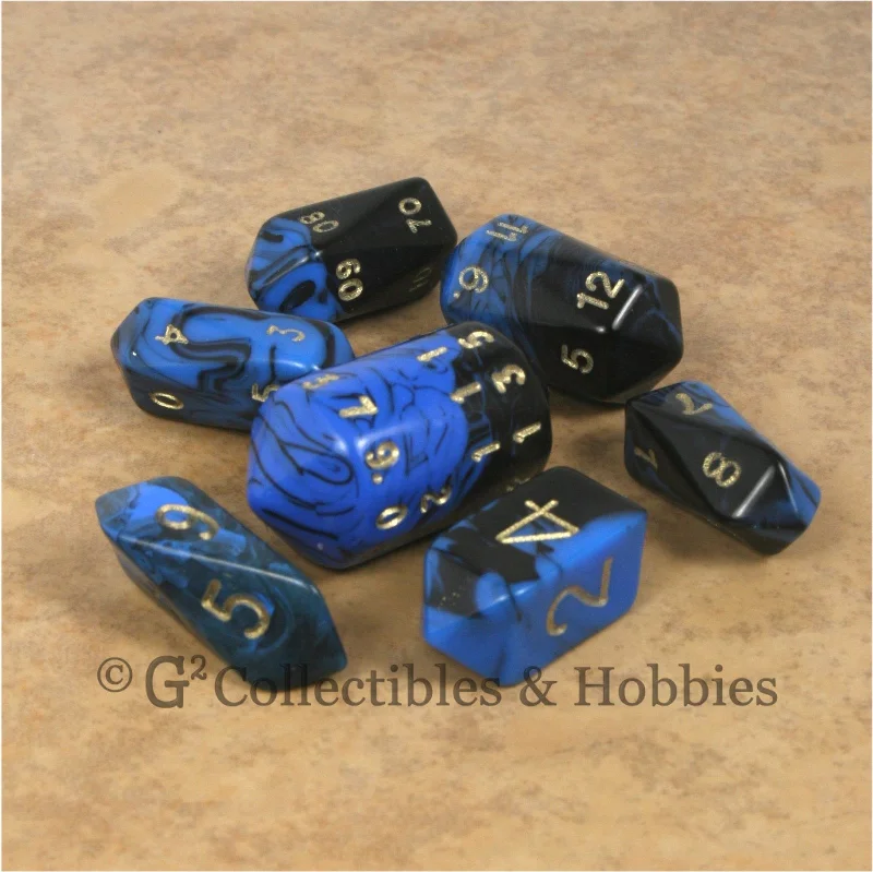 Plush toys for bird lovers with detailed feathers​ RPG Dice Set Crystal Oblivion Black / Blue with Gold 7pc