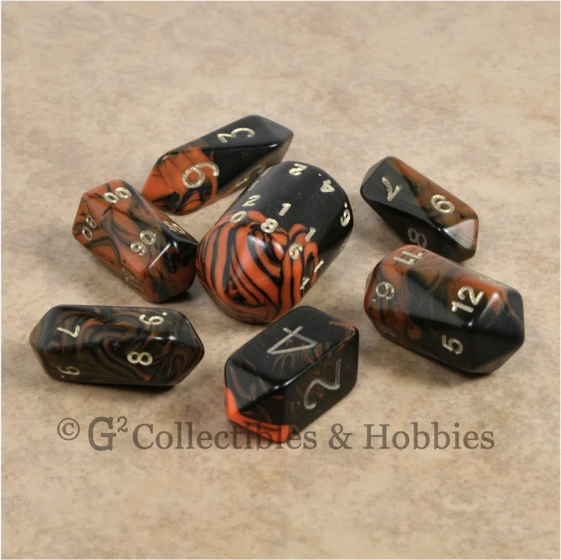 Plush toys for wedding favors with romantic designs​ RPG Dice Set Crystal Oblivion Black / Orange with Gold 7pc