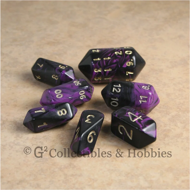 Plush toys for snowboarders with snowboard - shaped accessories​ RPG Dice Set Crystal Oblivion Black / Purple with Gold 7pc