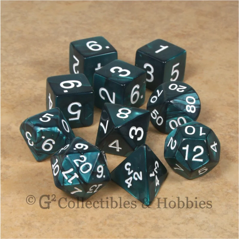 Plush toys with sensory - friendly textures​ RPG Dice Set Pearlized Emerald Green 10pc