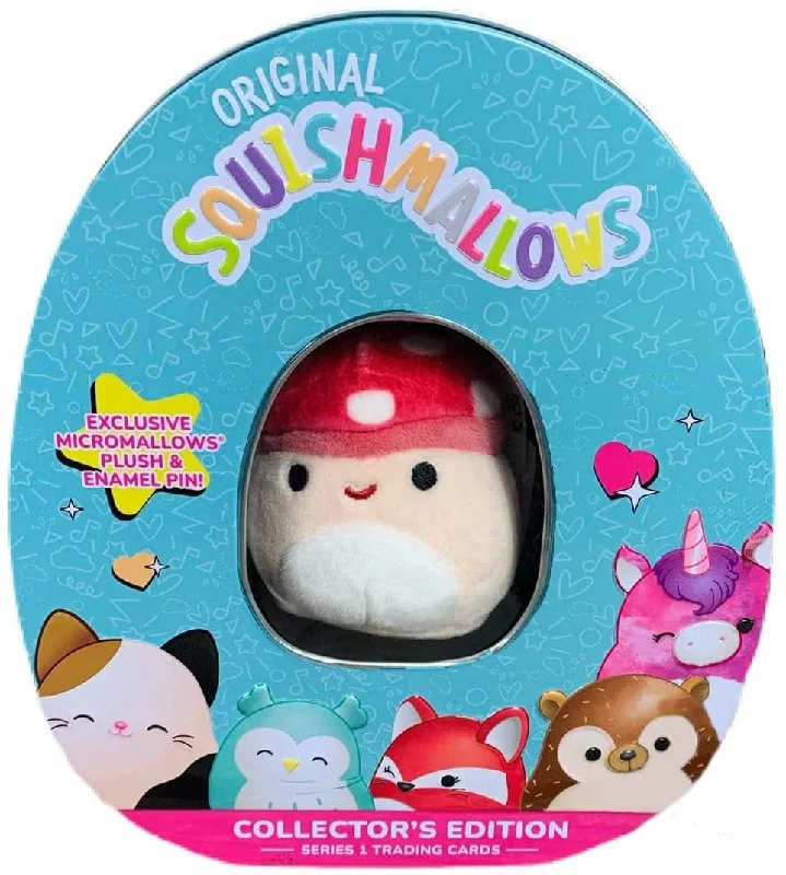 Princess - dress - up plush toys with removable gowns​ Squishmallow Trading Card Collector Tin Series 1 | Malcolm Mushroom
