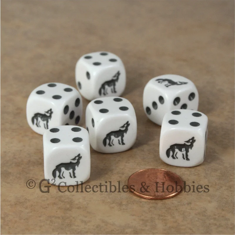Plush toys for plumbers with wrench - or pipe - shaped features​ Wolf 6pc Dice Set - White