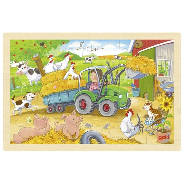 Puzzle - shaped doorstops for home safety​ Wooden 24 Piece Farm Jigsaw