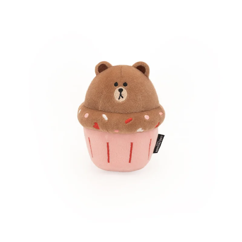 Plush toys for bookworms based on beloved book characters​ Zippy Line Friends Squeaky Dog Toy, Nom Nomz Cupcake Brown