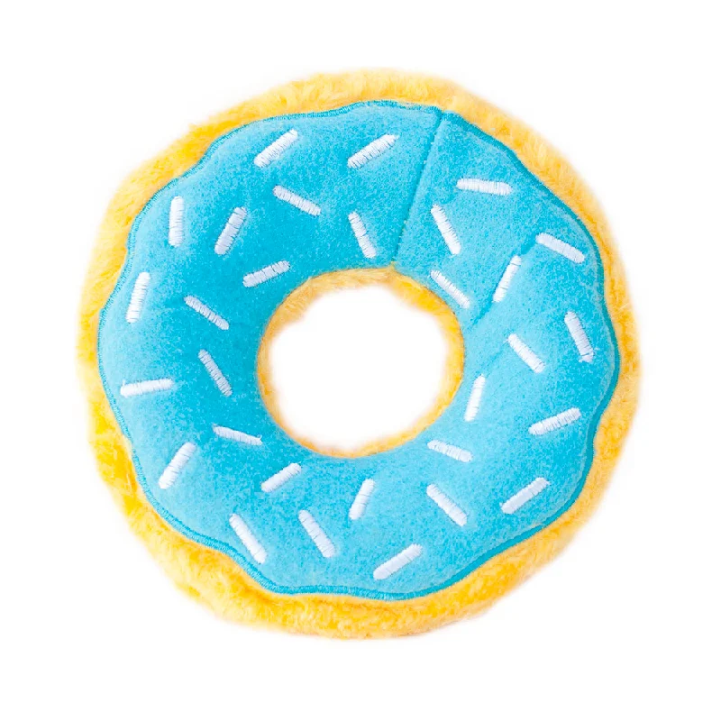 Under - the - sea plush toys with glow - in - the - dark features​ Zippy Squeaky Dog Toy, Donutz Blueberry