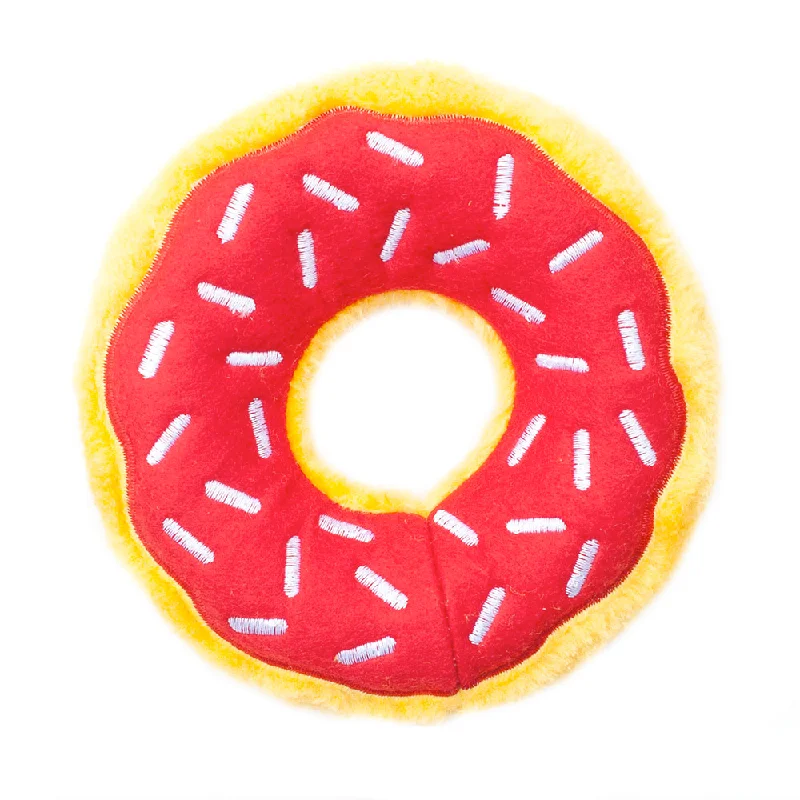 Baby - safe plush toys for newborns​ Zippy Squeaky Dog Toy, Donutz Cherry