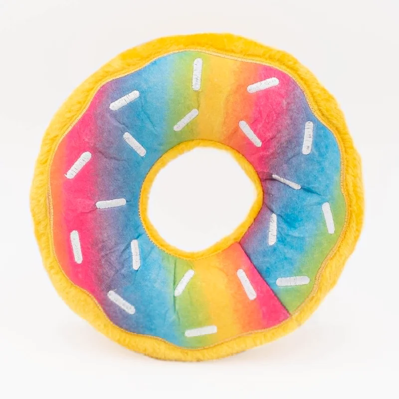 Plush toys for nature lovers in tree or leaf designs​ Zippy Squeaky Dog Toy, Donutz Rainbow Jumbo