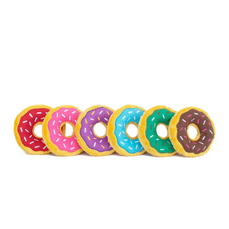 Plush toys for cat lovers shaped like their favorite breed​ Zippy Squeaky Dog Toy, Miniz Donutz 6-piece Gift Box